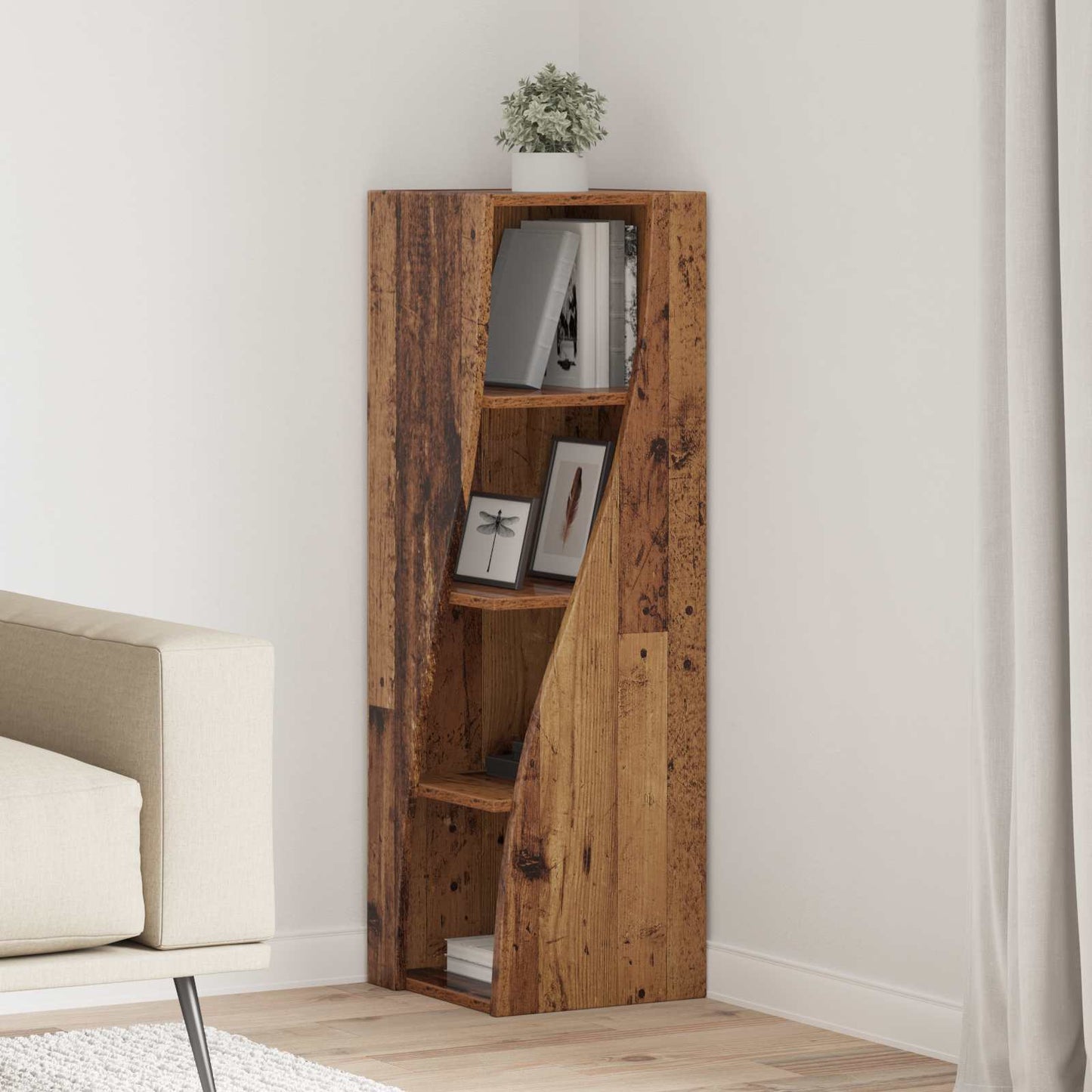 Mobile angolare 32x32x102cm Legno ingegnerizzato Legno vecchio