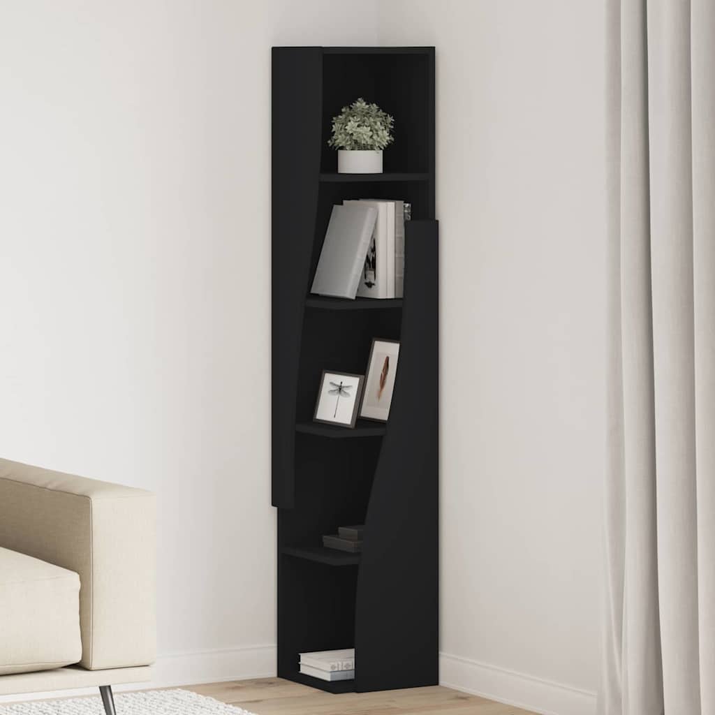 Mobile angolare Nero 27,5x27x140cm Legno multistrato | homemem39