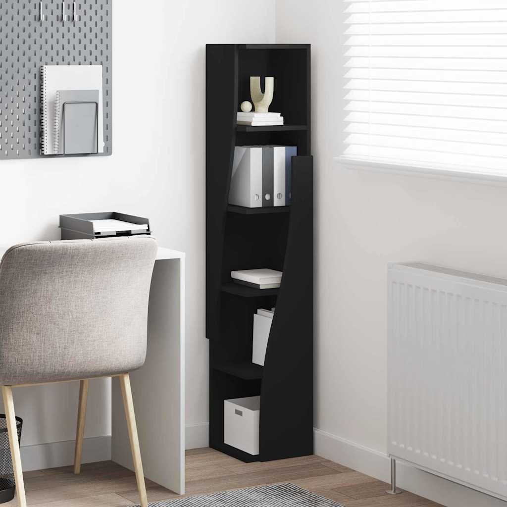 Mobile angolare Nero 27,5x27x140cm Legno multistrato | homemem39