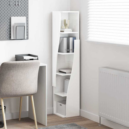 Mobile angolare Bianco Lucido 27,5x27x140cm Legno multistrato | homemem39