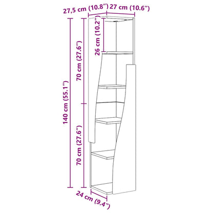 Mobile angolare Bianco Lucido 27,5x27x140cm Legno multistrato | homemem39
