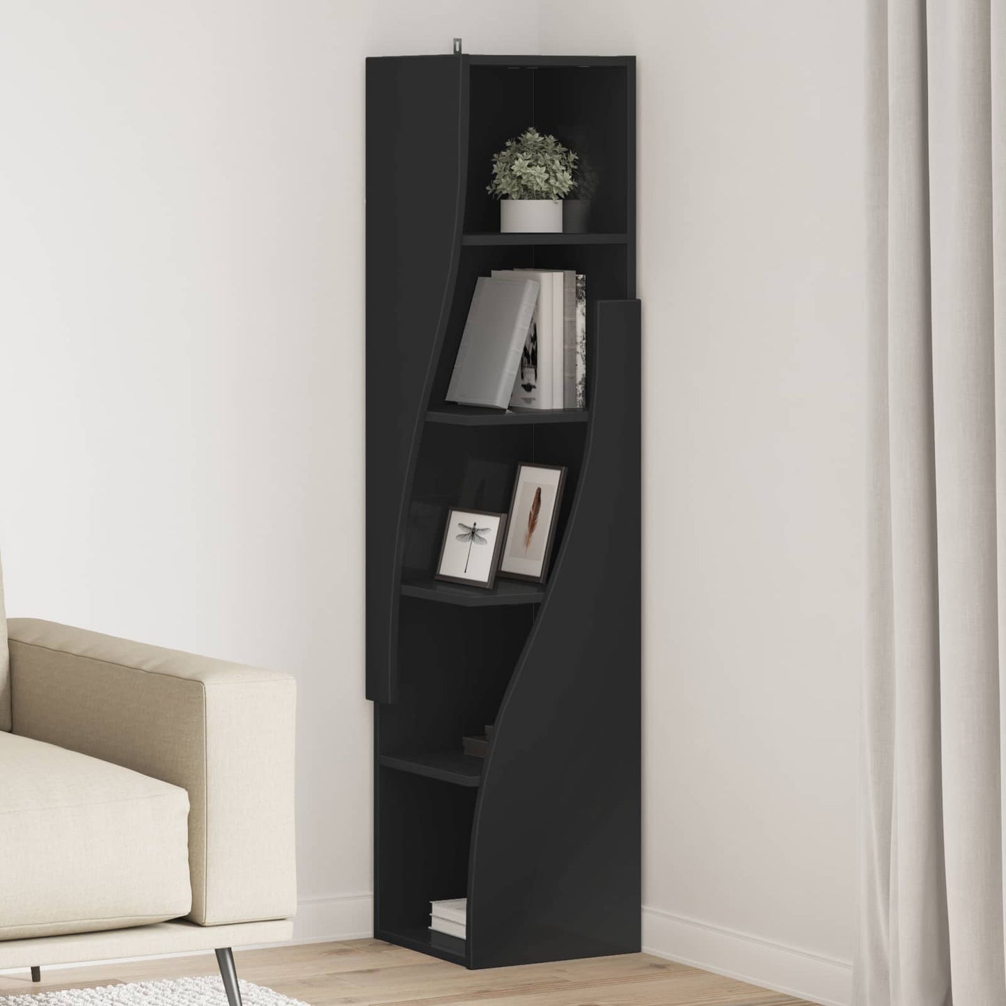 Mobile angolare 32x32x140cm Legno ingegnerizzato Nero