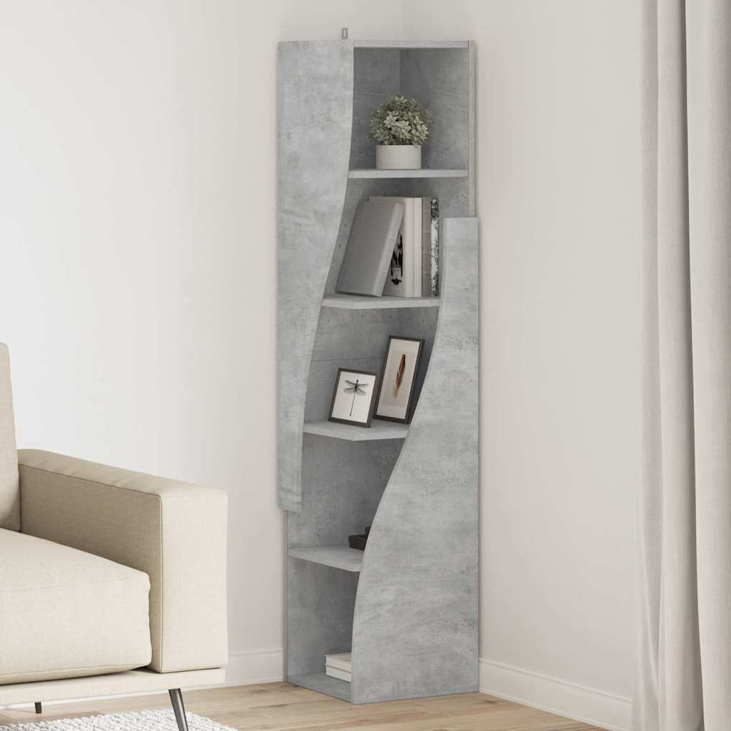 Mobile angolare Grigio cemento 32x32x140cm Legno multistrato | homemem39
