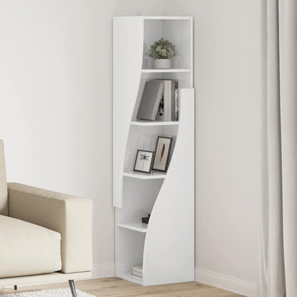 Mobile angolare Bianco Lucido 32x32x140cm Legno multistrato | homemem39