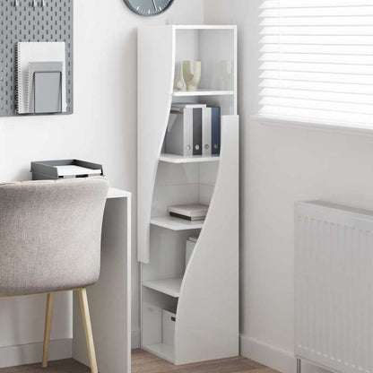 Mobile angolare Bianco Lucido 32x32x140cm Legno multistrato | homemem39