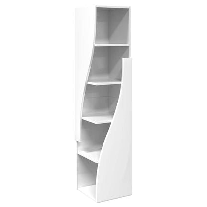 Mobile angolare Bianco Lucido 32x32x140cm Legno multistrato | homemem39