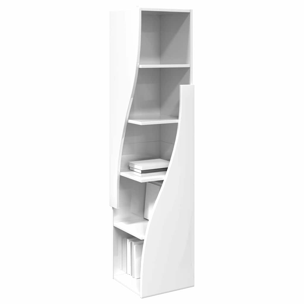 Mobile angolare Bianco Lucido 32x32x140cm Legno multistrato | homemem39