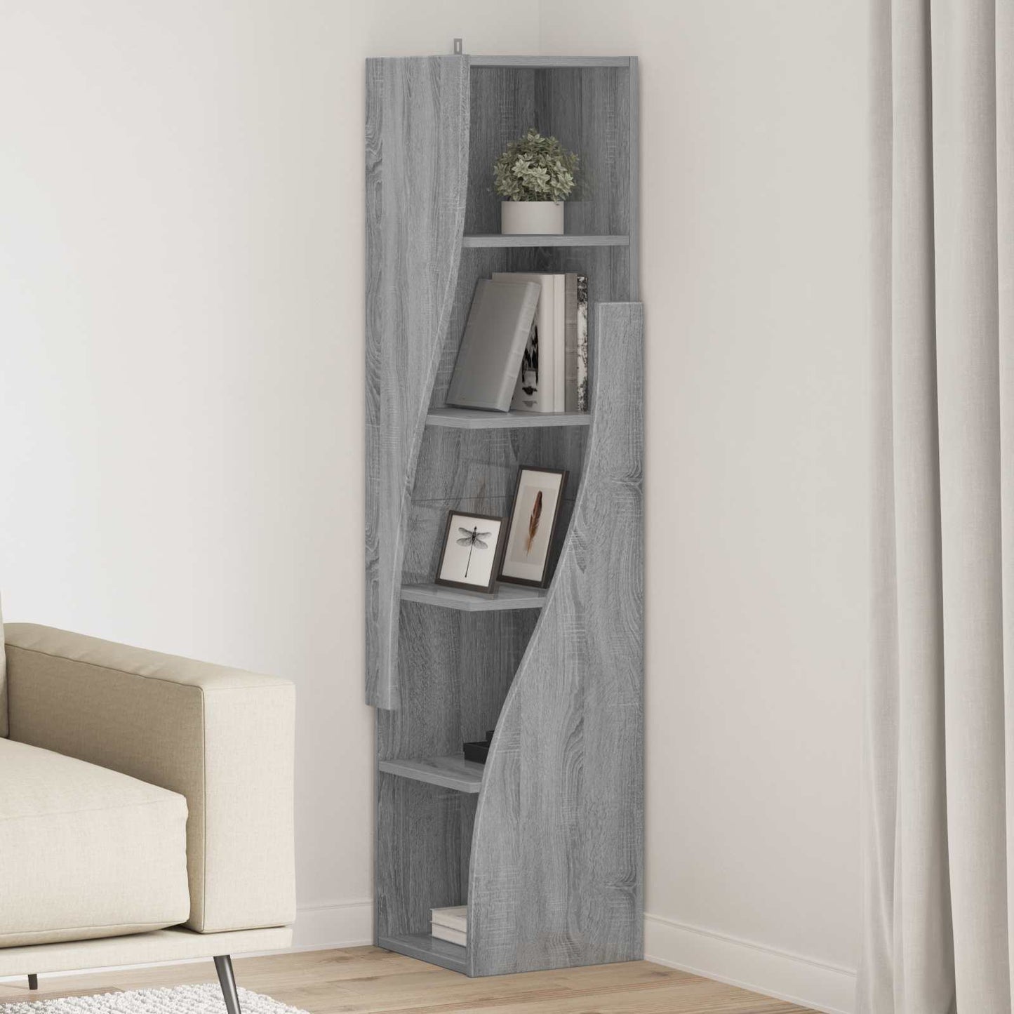 Mobile angolare 32x32x140cm Legno ingegnerizzato Grigio Sonoma