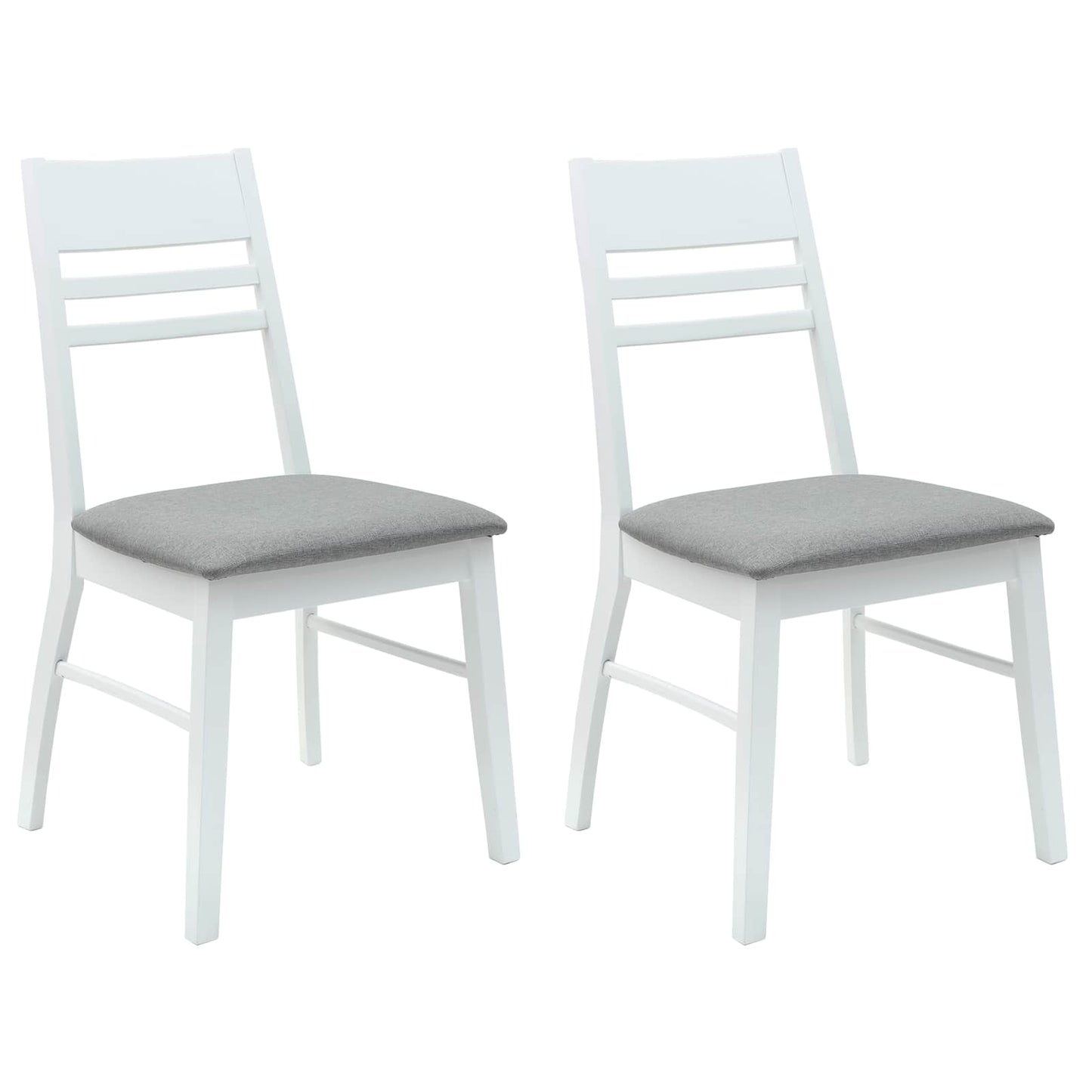 Sedie da pranzo 2 pz Legno di gomma solido Bianco