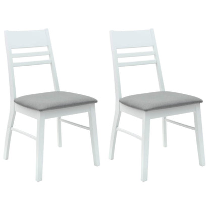 Sedie da pranzo 2 pz Legno di gomma solido Bianco
