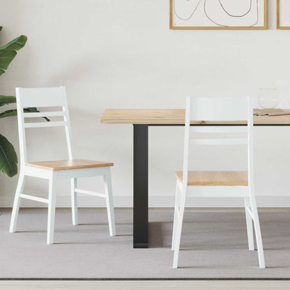 Sedie da pranzo 2 pz Legno di gomma solido Bianco