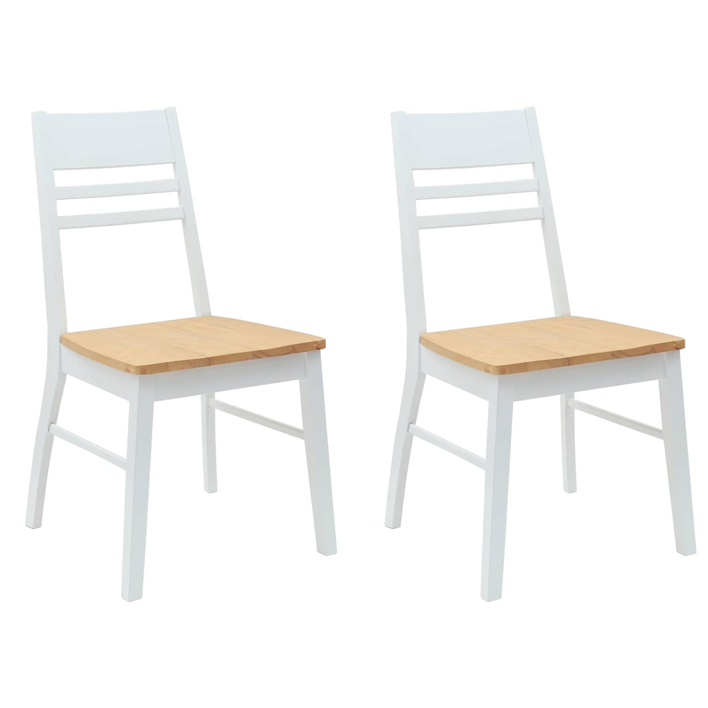 Sedie da pranzo 2 pz Legno di gomma solido Bianco