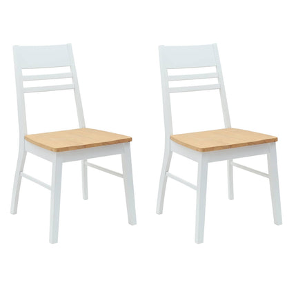Sedie da pranzo 2 pz Legno di gomma solido Bianco