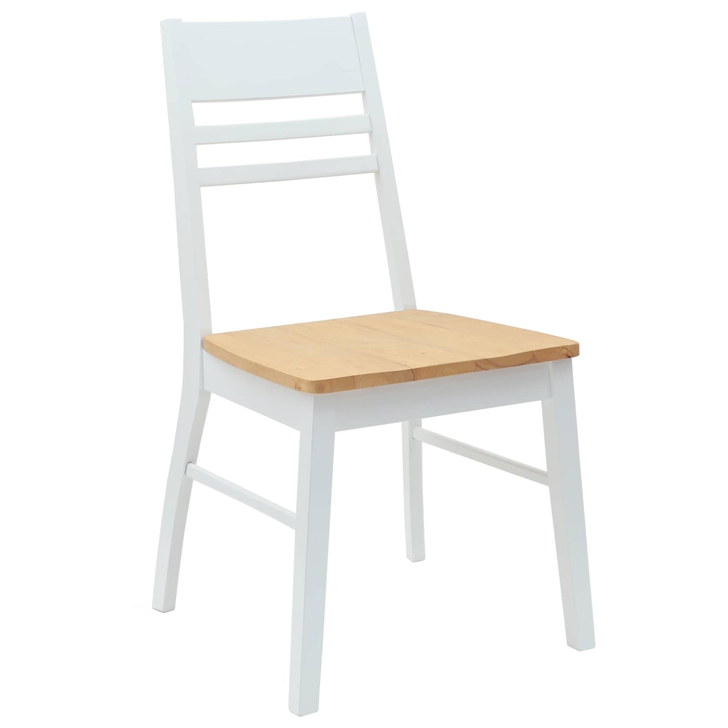 Sedie da pranzo 2 pz Legno di gomma solido Bianco