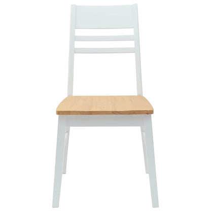 Sedie da pranzo 2 pz Legno di gomma solido Bianco