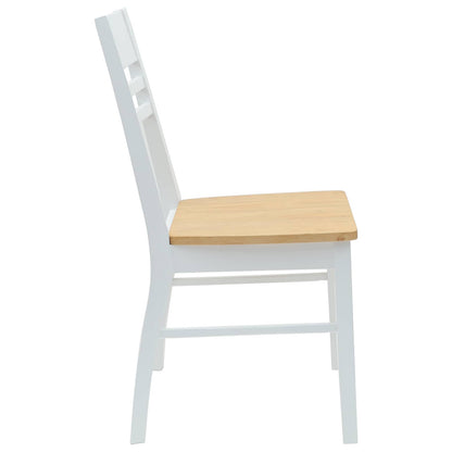 Sedie da pranzo 2 pz Legno di gomma solido Bianco