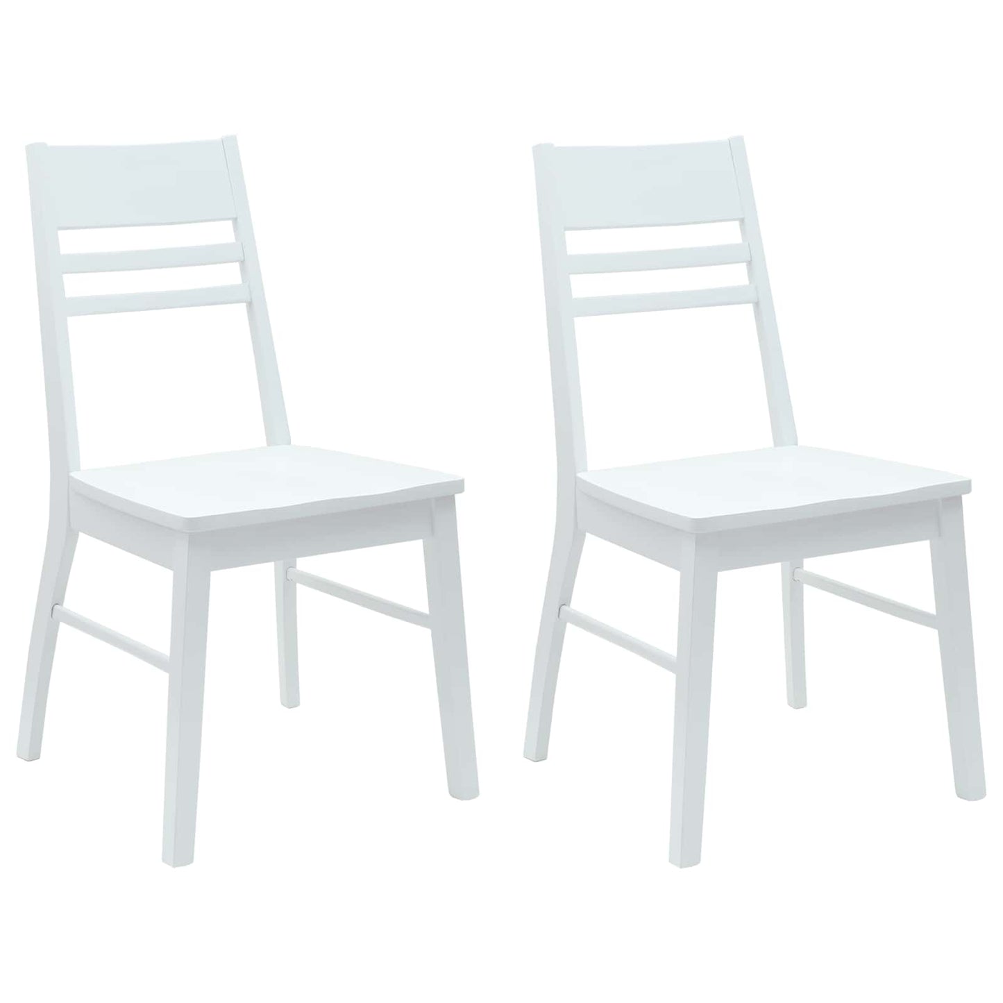 Sedie da pranzo 2 pz Legno di gomma solido Bianco