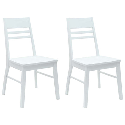 Sedie da pranzo 2 pz Legno di gomma solido Bianco