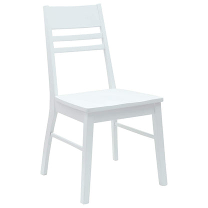 Sedie da pranzo 2 pz Legno di gomma solido Bianco