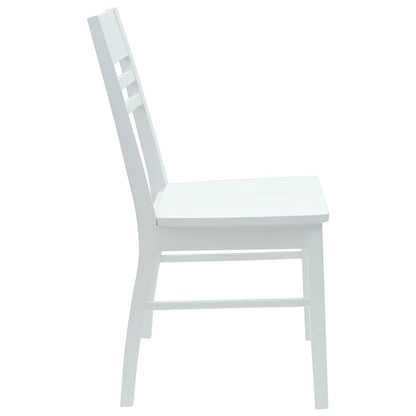 Sedie da pranzo 2 pz Legno di gomma solido Bianco