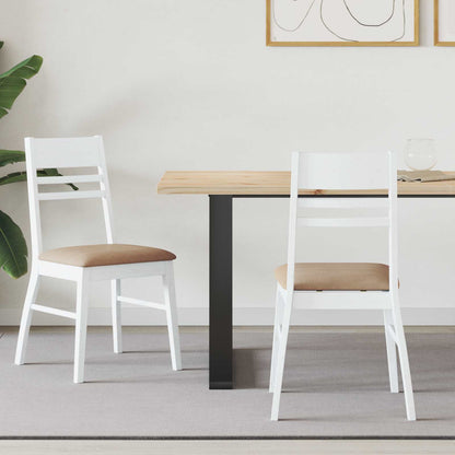 Sedie da pranzo 2 pz Legno di gomma solido Bianco