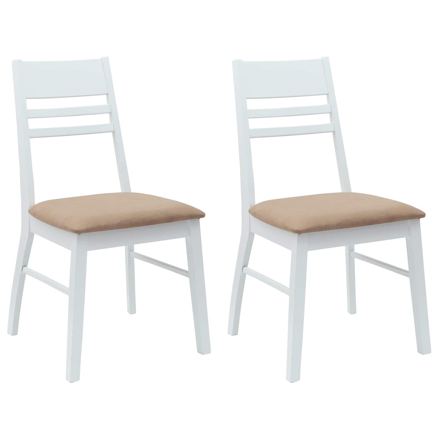 Sedie da pranzo 2 pz Legno di gomma solido Bianco