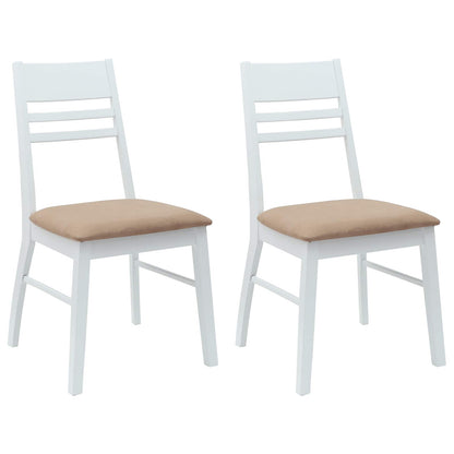 Sedie da pranzo 2 pz Legno di gomma solido Bianco