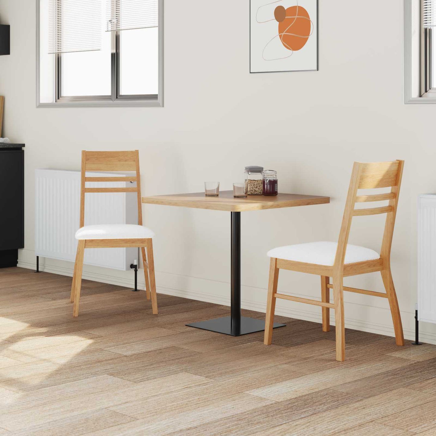 Sedie da pranzo 2 pz Legno di gomma solido Naturale