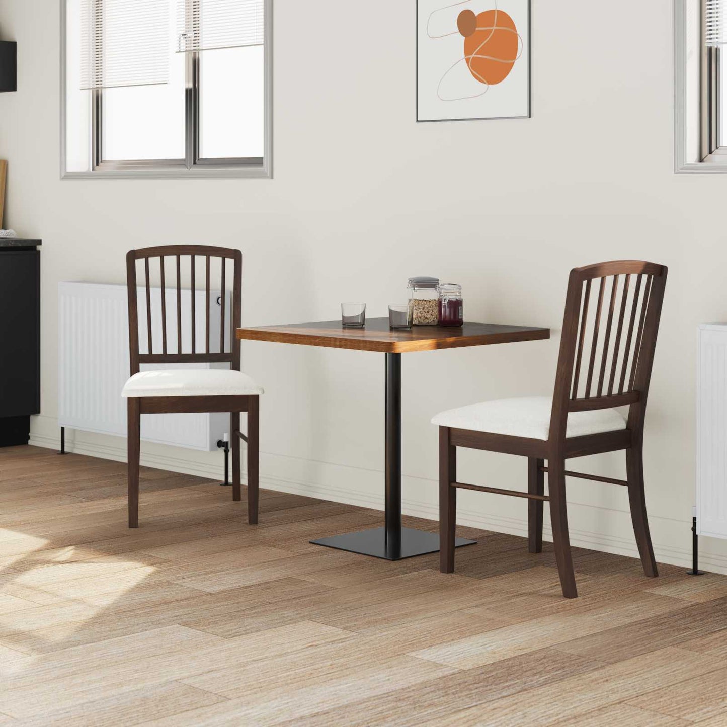 Sedie da pranzo 2 pz Legno di gomma solido Marrone Chiaro