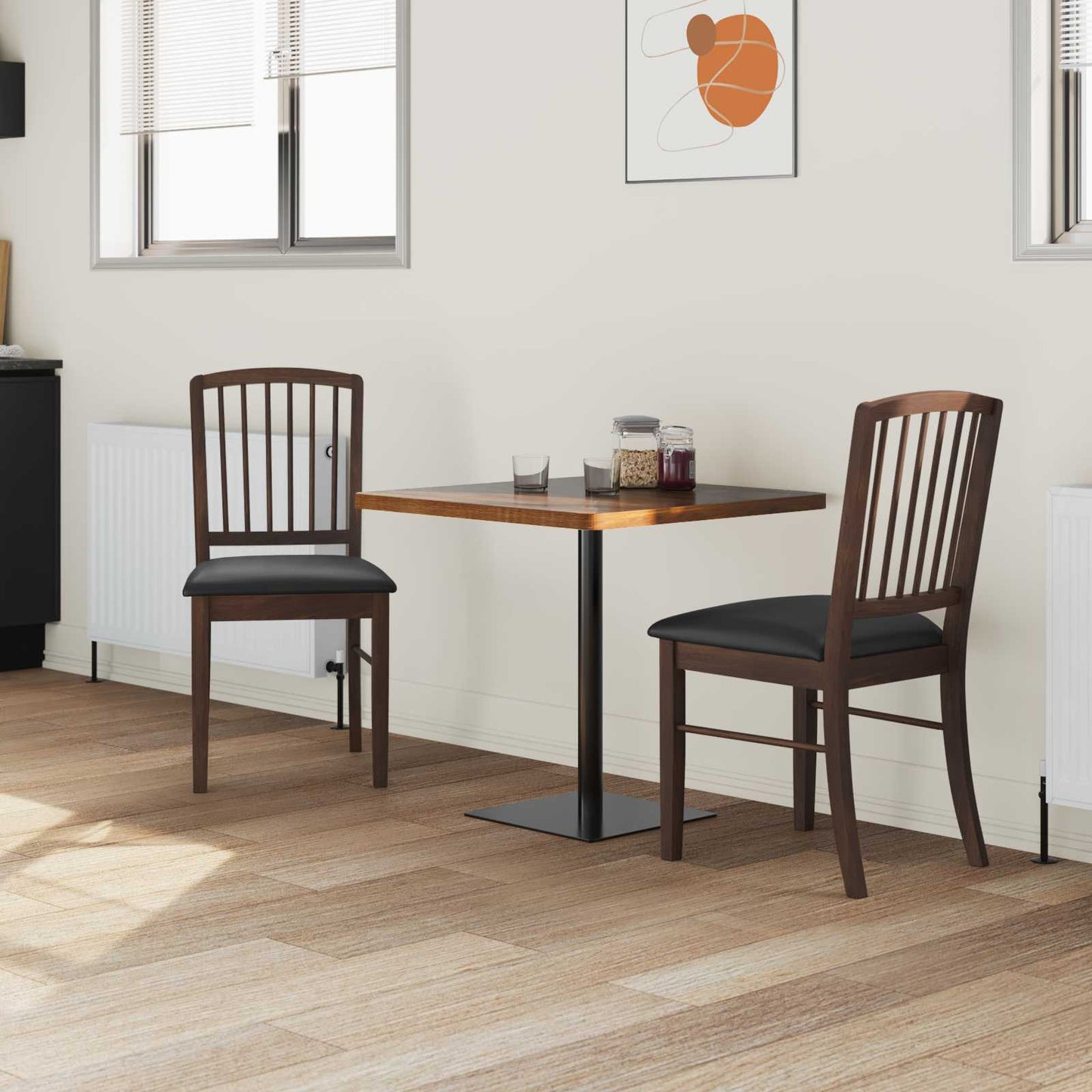 Sedie da pranzo 2 pz Legno di gomma solido Marrone Chiaro