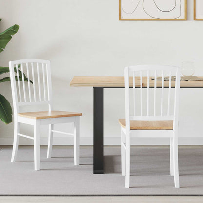 Sedie da pranzo 2 pz Legno di gomma solido Bianco