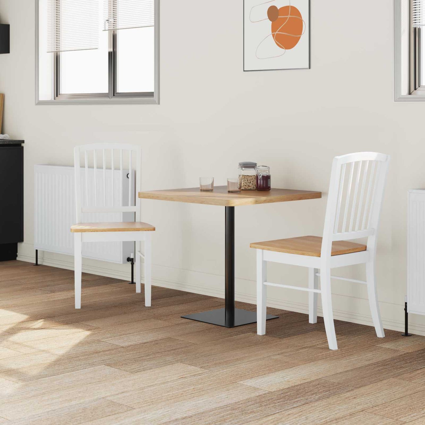 Sedie da pranzo 2 pz Legno di gomma solido Bianco