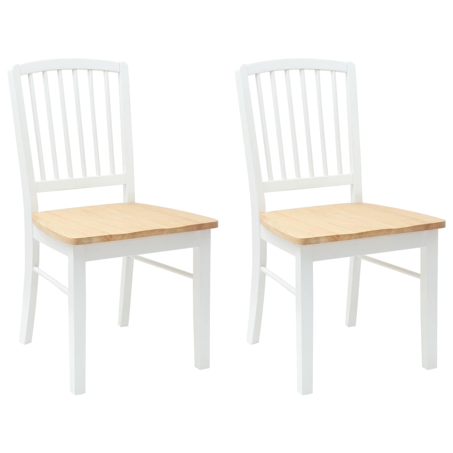 Sedie da pranzo 2 pz Legno di gomma solido Bianco