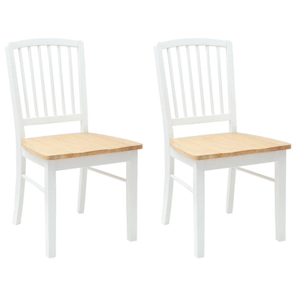Sedie da pranzo 2 pz Legno di gomma solido Bianco