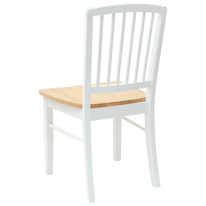 Sedie da pranzo 2 pz Legno di gomma solido Bianco