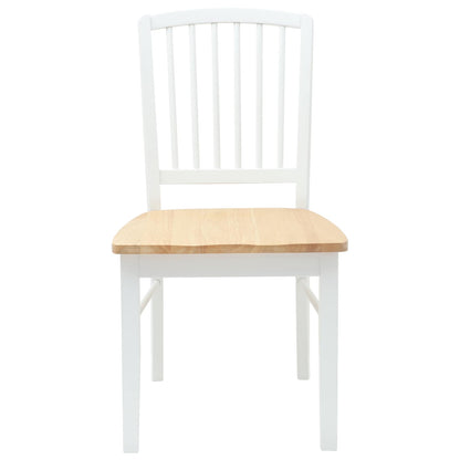 Sedie da pranzo 2 pz Legno di gomma solido Bianco