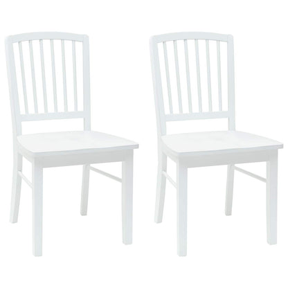 Sedie da pranzo 2 pz Legno di gomma solido Bianco