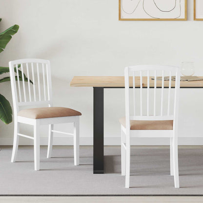 Sedie da pranzo 2 pz Legno di gomma solido Bianco