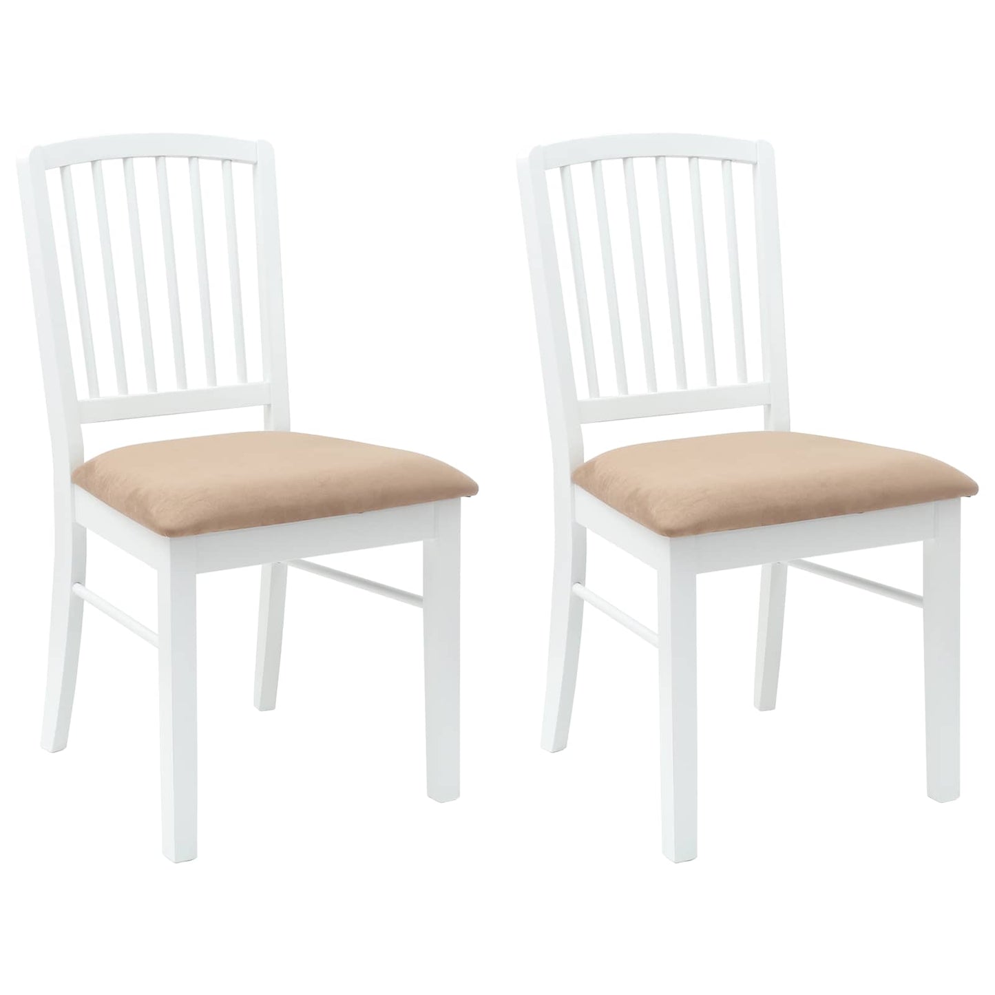 Sedie da pranzo 2 pz Legno di gomma solido Bianco