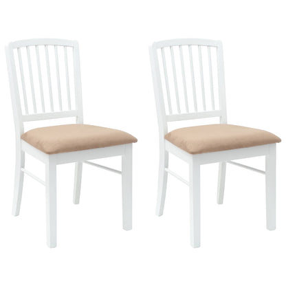 Sedie da pranzo 2 pz Legno di gomma solido Bianco