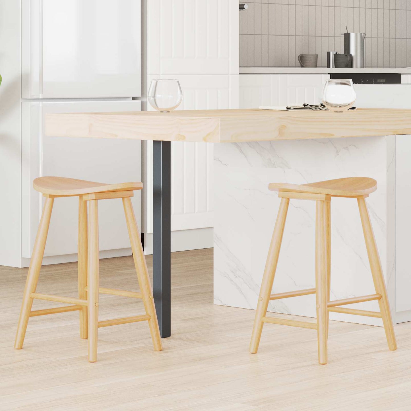 Sedie da pranzo 2 pz Legno di gomma solido Naturale