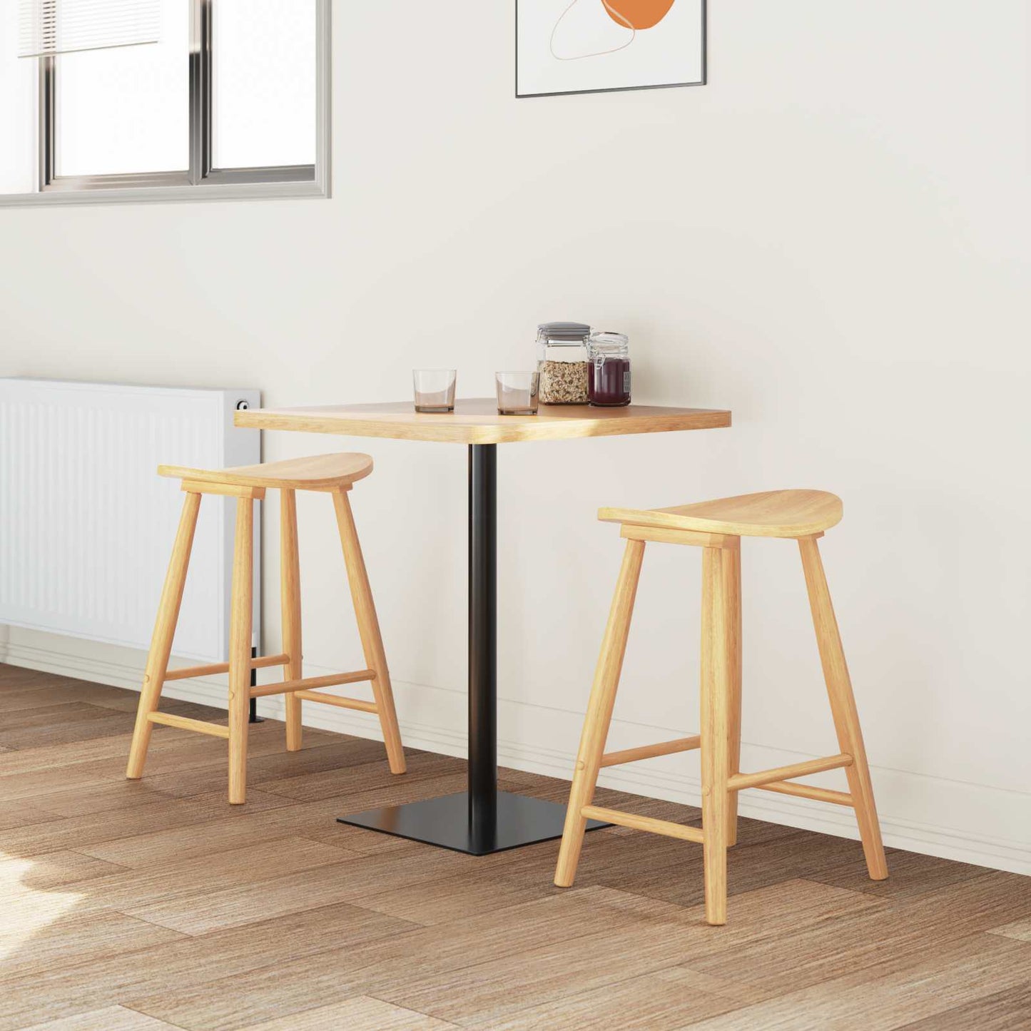 Sedie da pranzo 2 pz Legno di gomma solido Naturale