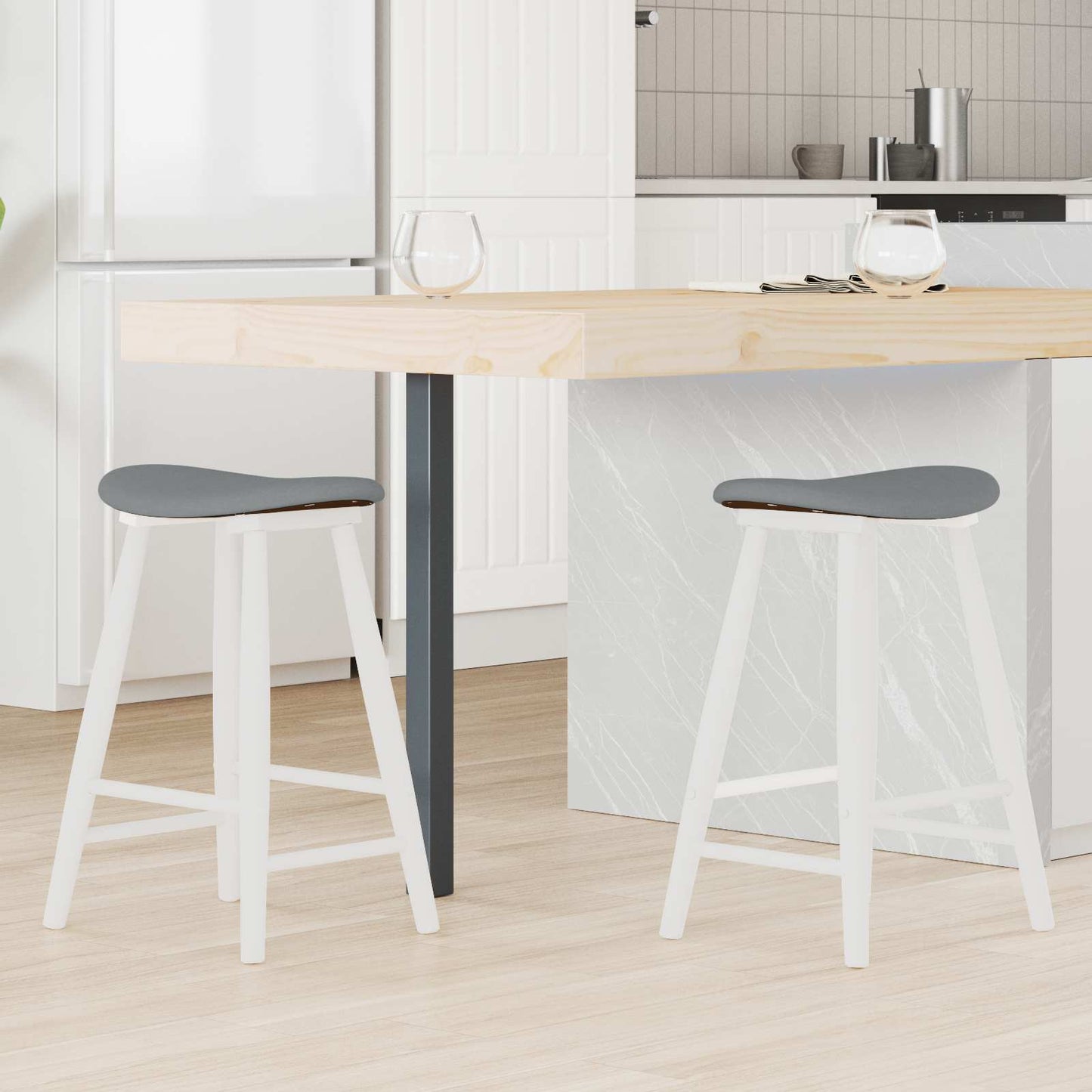 Sedie da pranzo 2 pz Legno di gomma solido Bianco