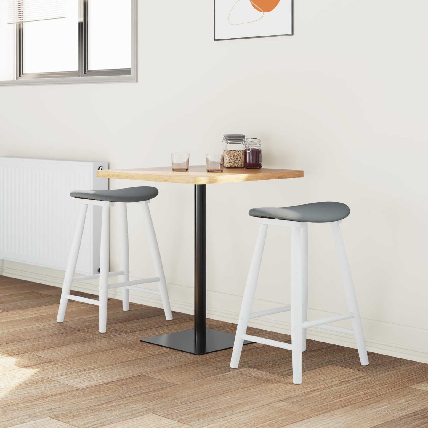 Sedie da pranzo 2 pz Legno di gomma solido Bianco