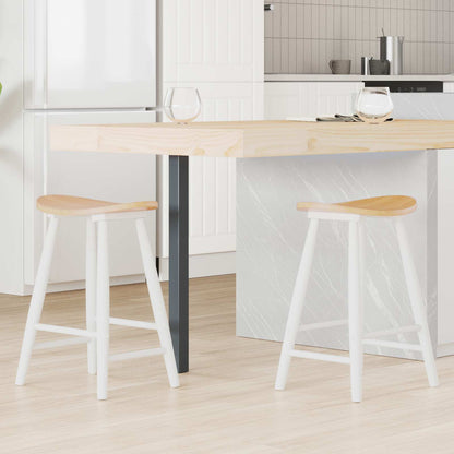 Sedie da pranzo 2 pz Legno di gomma solido Bianco