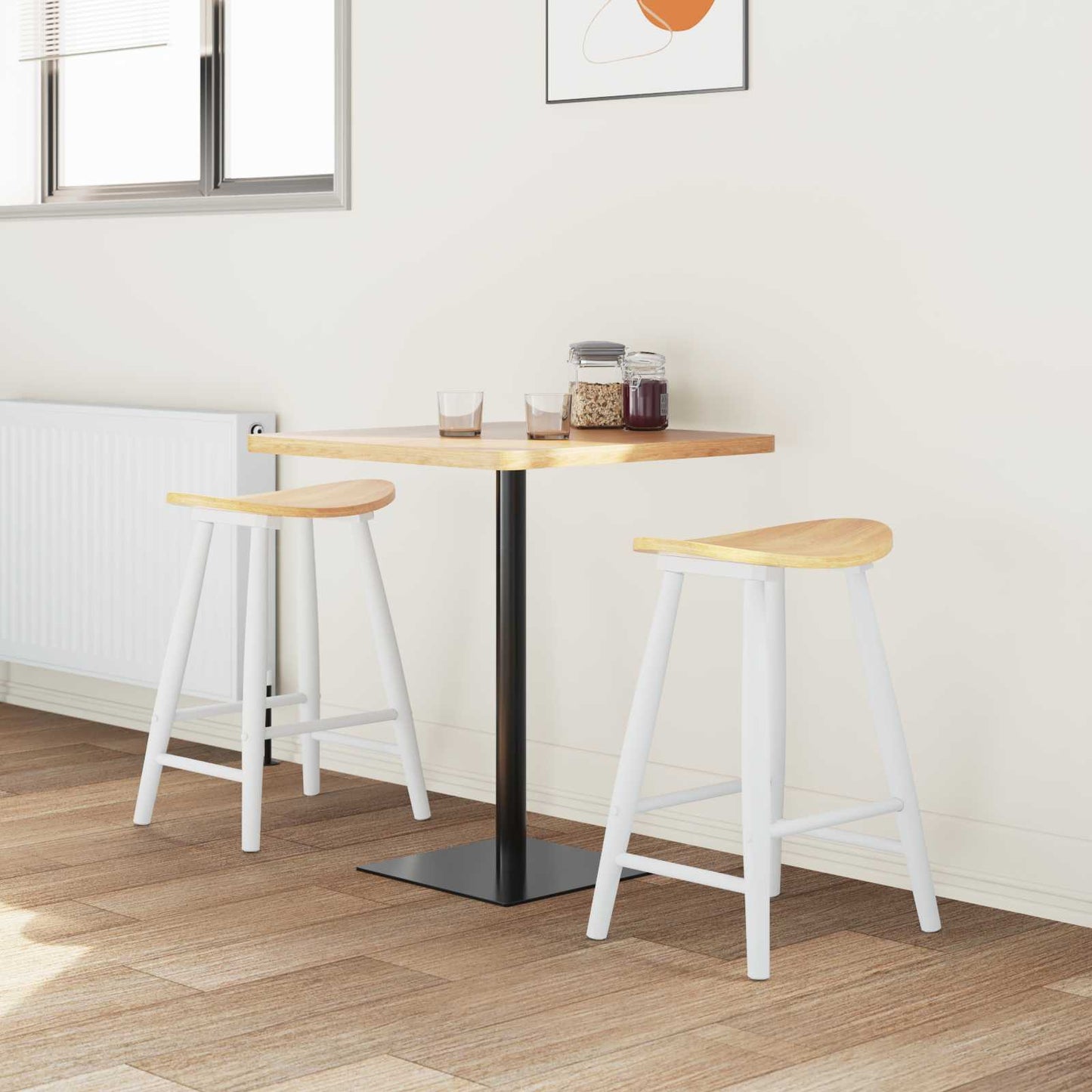 Sedie da pranzo 2 pz Legno di gomma solido Bianco