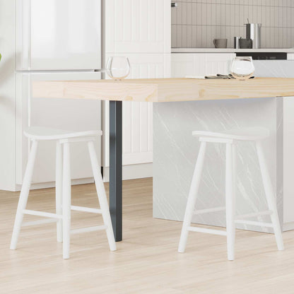 Sedie da pranzo 2 pz Legno di gomma solido Bianco