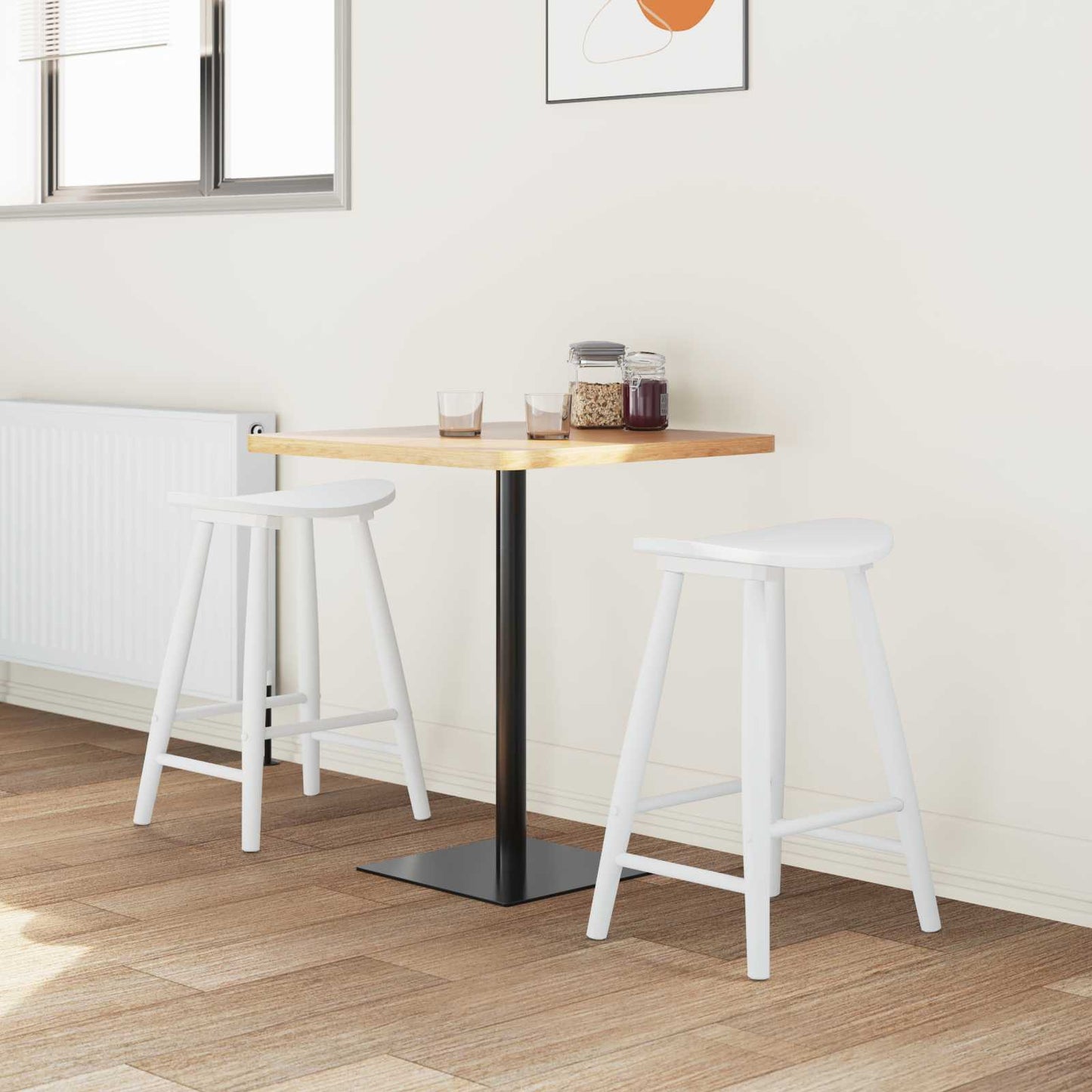Sedie da pranzo 2 pz Legno di gomma solido Bianco