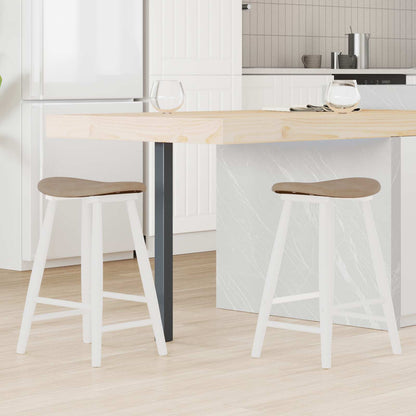 Sedie da pranzo 2 pz Legno di gomma solido Bianco