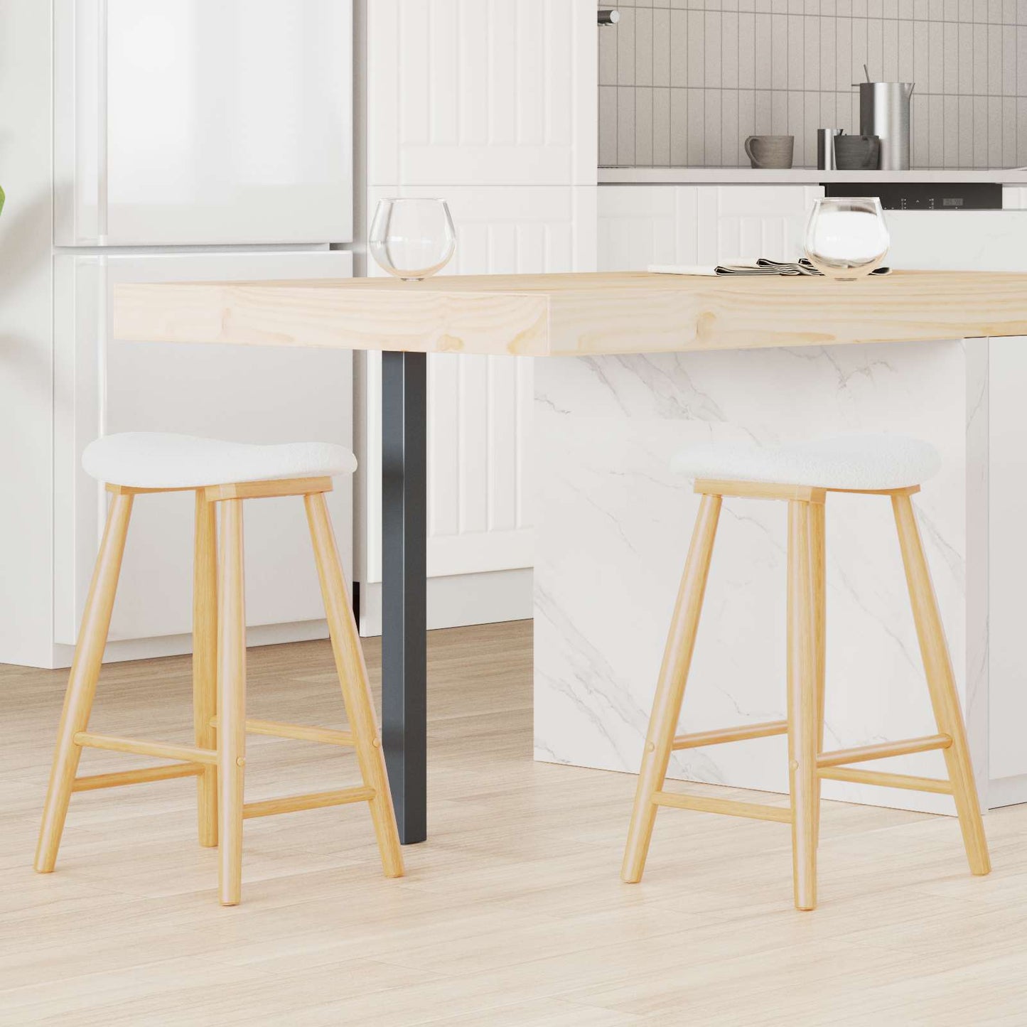 Sedie da pranzo 2 pz Legno di gomma solido Naturale